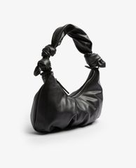 TOPSHOP - Túi đeo vai nữ Black Knotted Moon Ruched