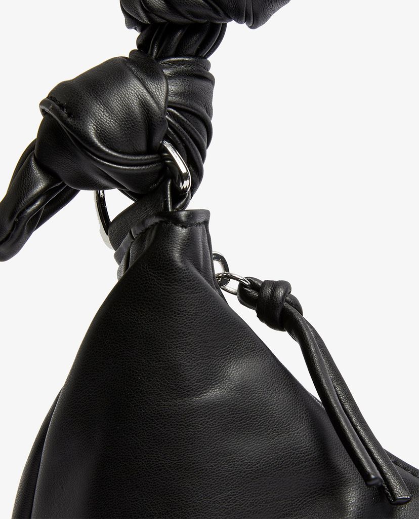 TOPSHOP - Túi đeo vai nữ Black Knotted Moon Ruched