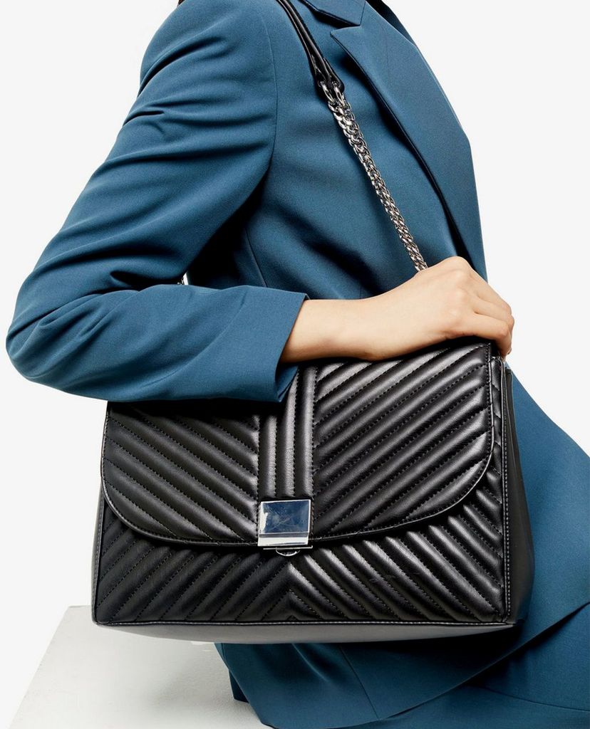 TOPSHOP - Túi đeo vai nữ phom chữ nhật SOFIA Black Quilted