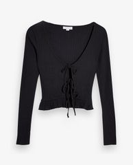 TOPSHOP - Áo cardigan nữ tay dài phối dây PETITE Black Lace Up