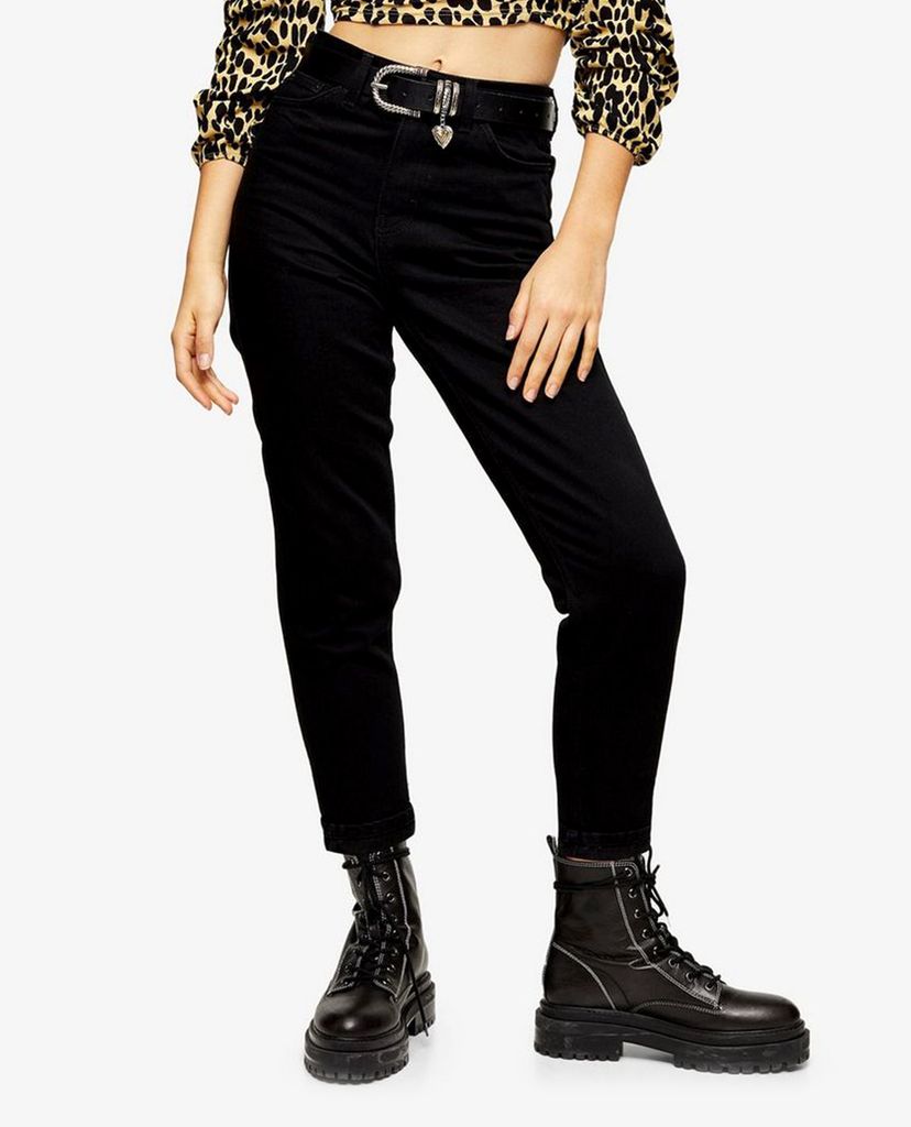 TOPSHOP - Quần jeans nữ lưng cao PETITE Black Mom