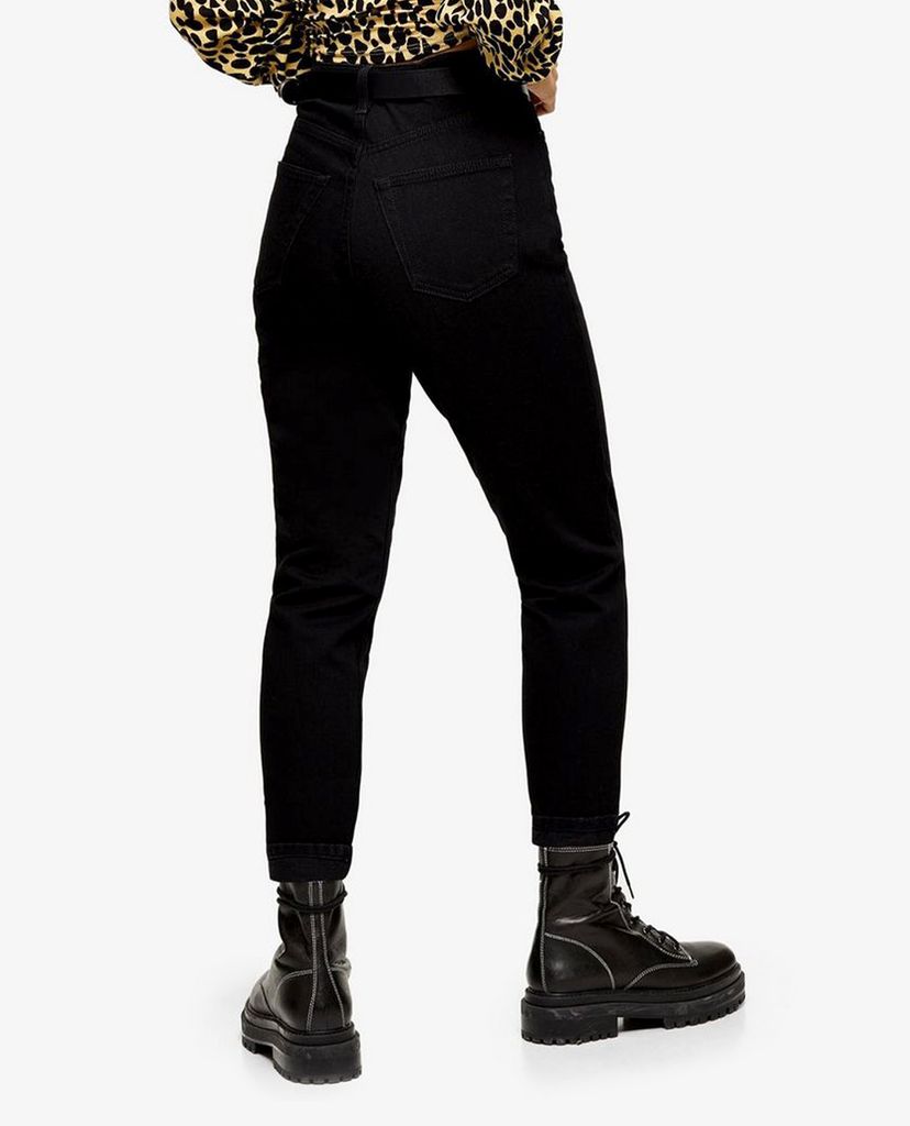 TOPSHOP - Quần jeans nữ lưng cao PETITE Black Mom
