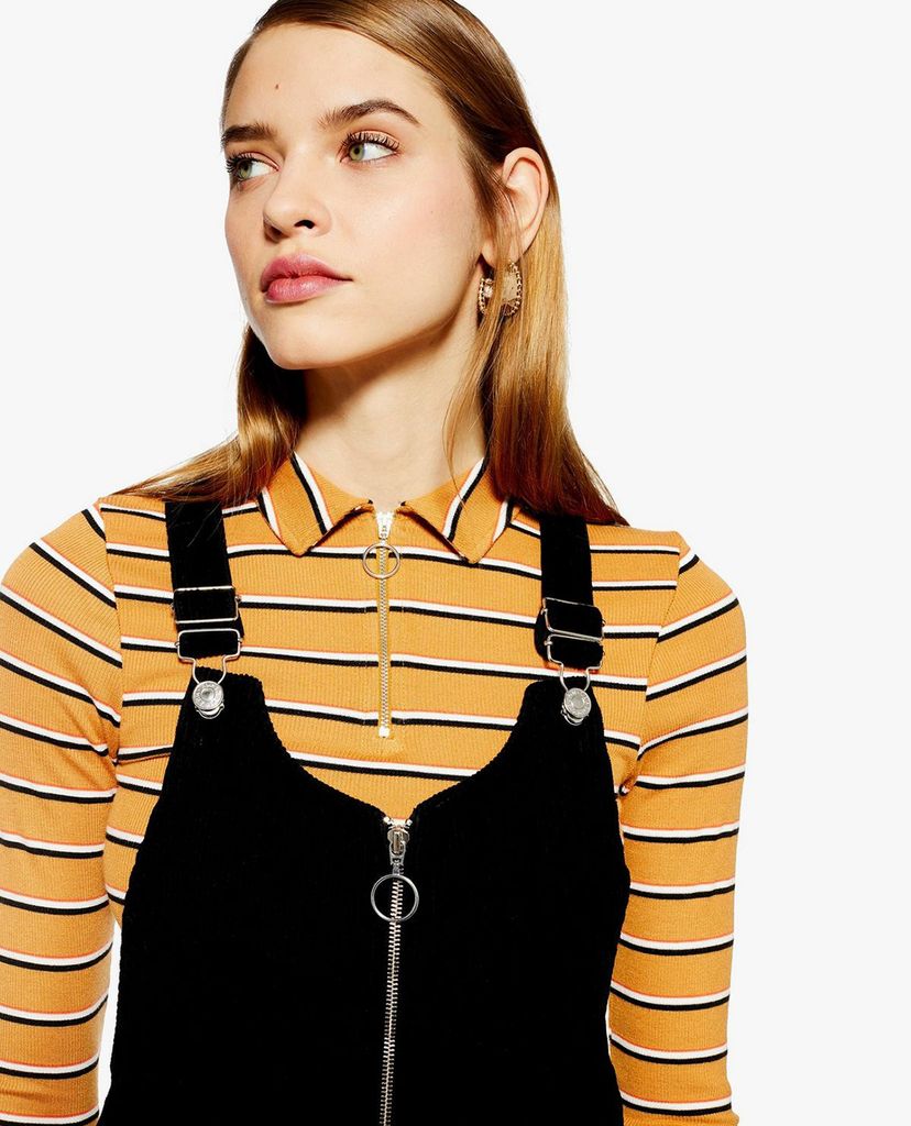 TOPSHOP - Đầm yếm mini hai dây PETITE Zip Corduroy Pocket