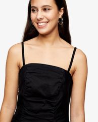 TOPSHOP - Đầm mini hai dây phom ôm PETITE Black Ruched