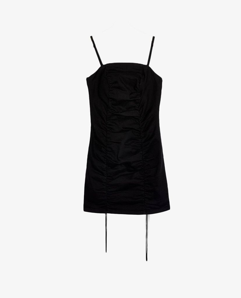 TOPSHOP - Đầm mini hai dây phom ôm PETITE Black Ruched