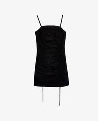 TOPSHOP - Đầm mini hai dây phom ôm PETITE Black Ruched
