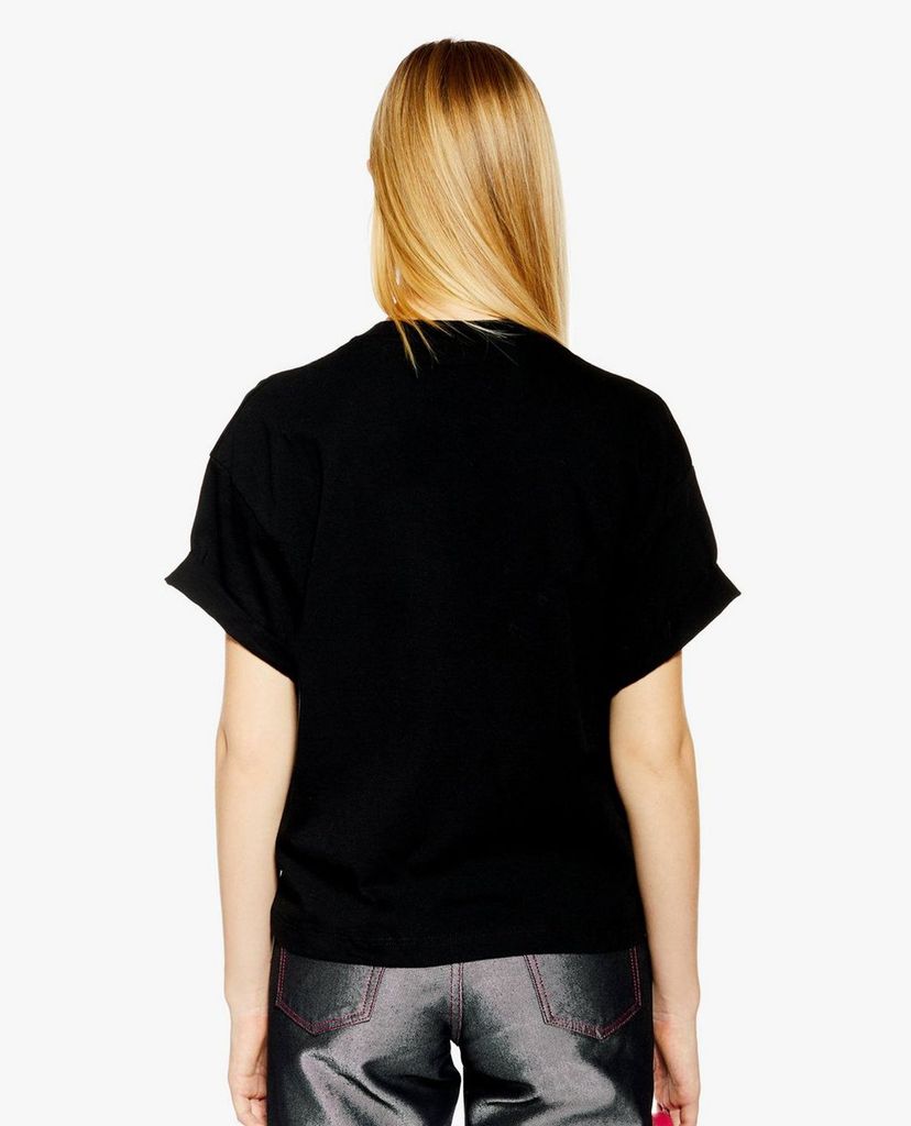 TOPSHOP - Áo thun nữ phom suông PETITE Black Boxy Roll