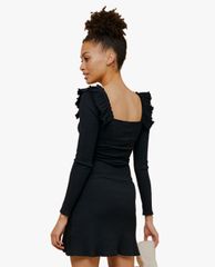 TOPSHOP - Đầm mini cổ vuông tay dài Ruffle Skater