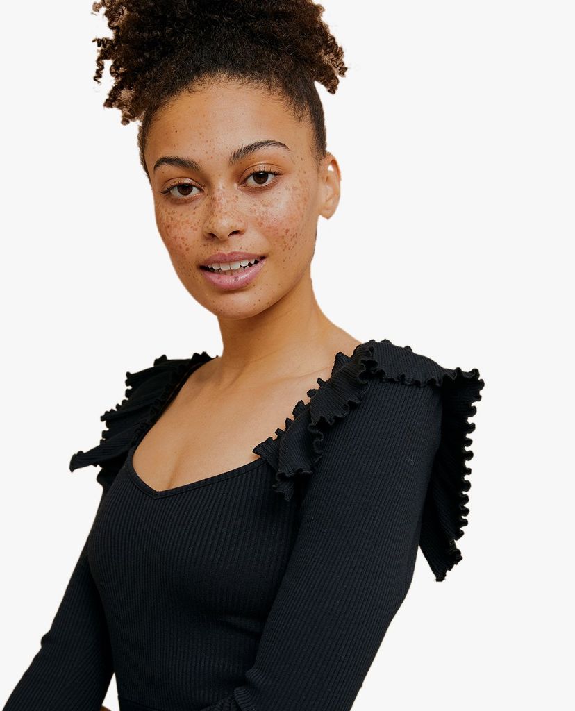 TOPSHOP - Đầm mini cổ vuông tay dài Ruffle Skater