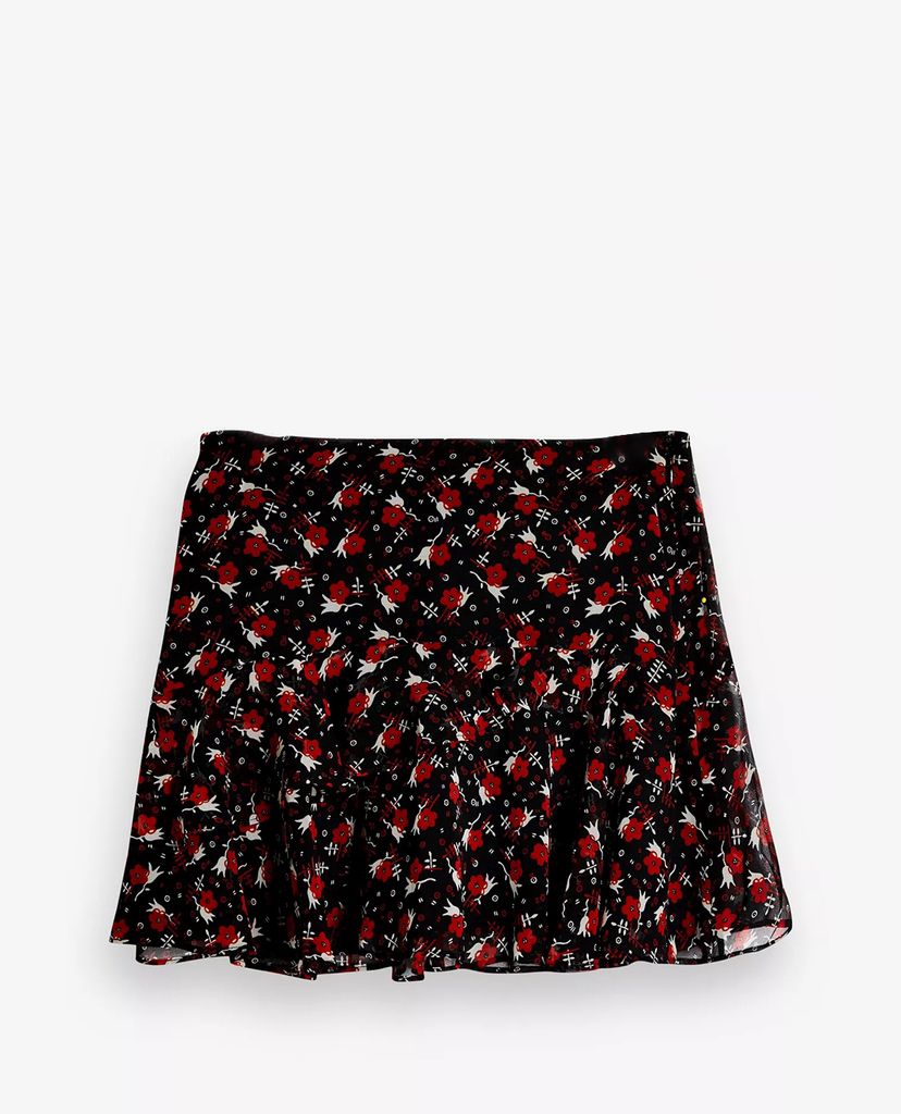 TOPSHOP - Chân váy mini PETITE Black Floral Print Flippy