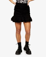 TOPSHOP - Chân váy mini PETITE Black Stretch Ruched Peplum