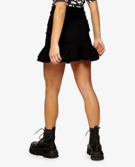 TOPSHOP - Chân váy mini PETITE Black Stretch Ruched Peplum