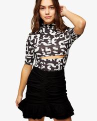 TOPSHOP - Chân váy mini PETITE Black Stretch Ruched Peplum