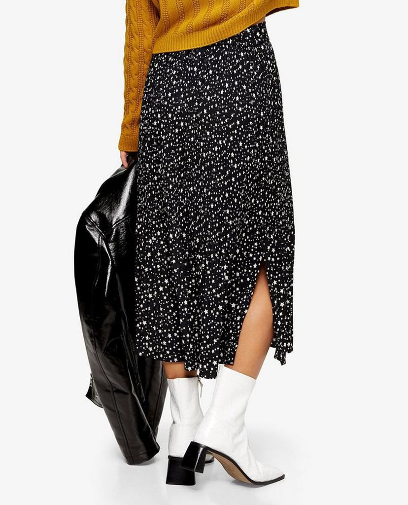 TOPSHOP - Chân váy midi PETITE Black Crystal Pleated