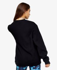 TOPSHOP - Áo sweatshirt nữ cổ tròn tay dài Black Flatlock Oversized