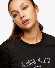 TOPSHOP - Áo thun nữ tay ngắn phom ôm PETITE Chicago