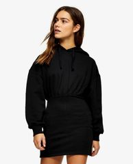 TOPSHOP - Đầm midi phối mũ trùm đầu Black Midi Jersey Hoodie