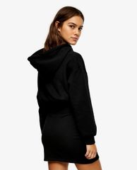 TOPSHOP - Đầm midi phối mũ trùm đầu Black Midi Jersey Hoodie