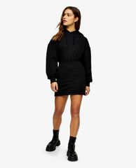 TOPSHOP - Đầm midi phối mũ trùm đầu Black Midi Jersey Hoodie