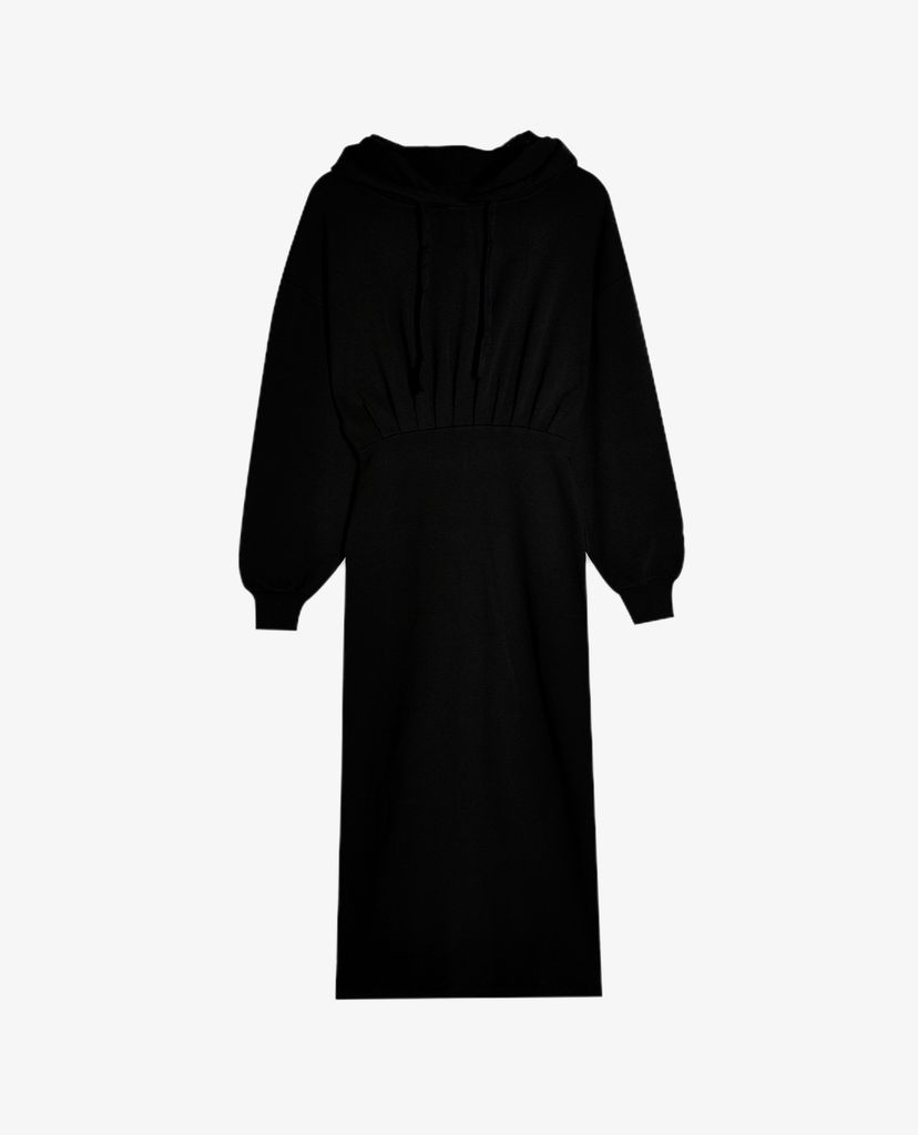 TOPSHOP - Đầm midi phối mũ trùm đầu Black Midi Jersey Hoodie