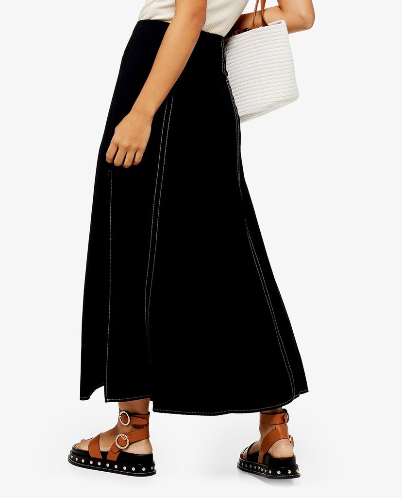 TOPSHOP - Chân váy midi Black Splice Button