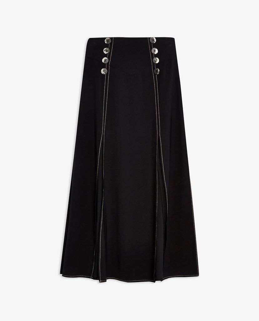 TOPSHOP - Chân váy midi Black Splice Button