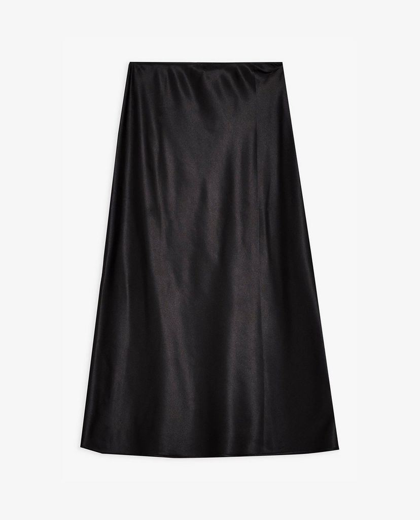 TOPSHOP - Chân váy midi Black Satin Bias