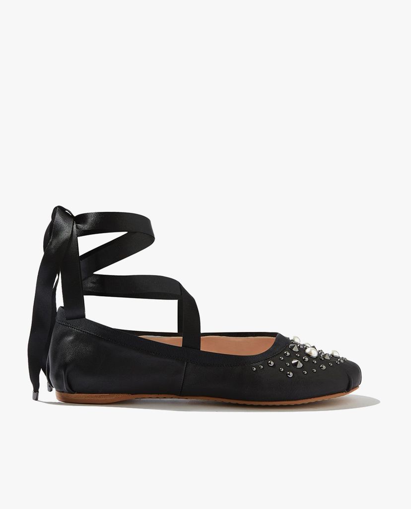 TOPSHOP - Giày đế bệt nữ phối dây KISSES Pearl Ballet