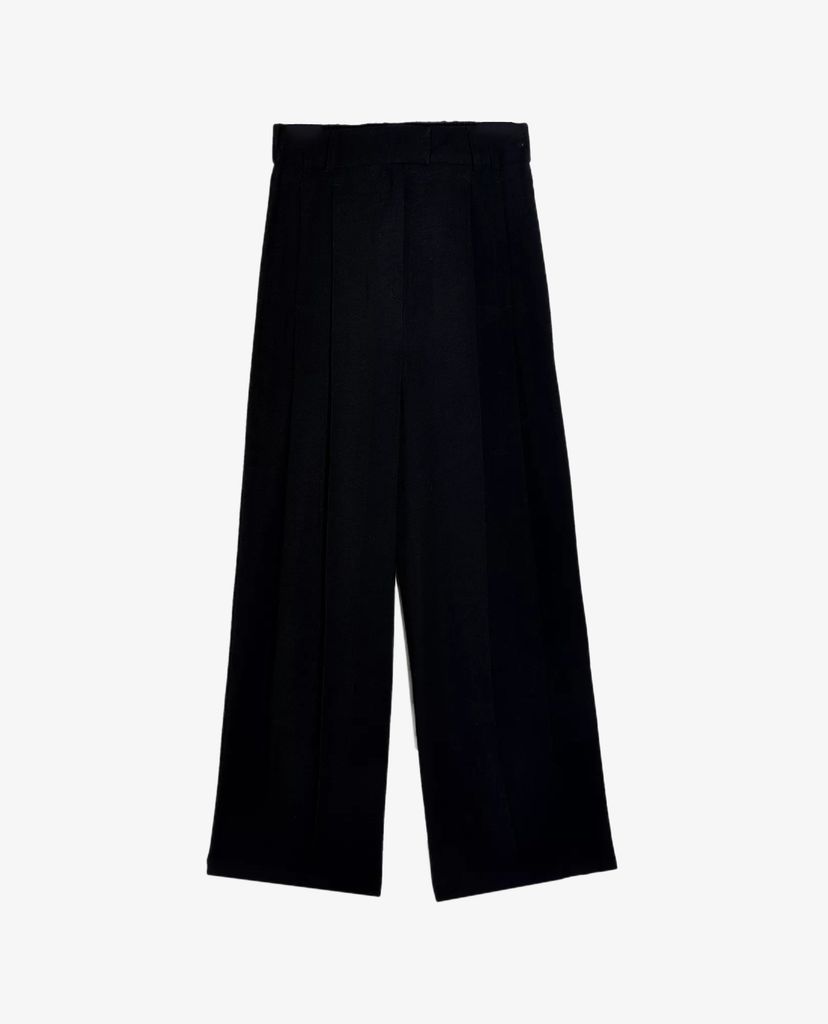 TOPSHOP - Quần kiểu nữ ống rộng Black Wide Leg Pleated