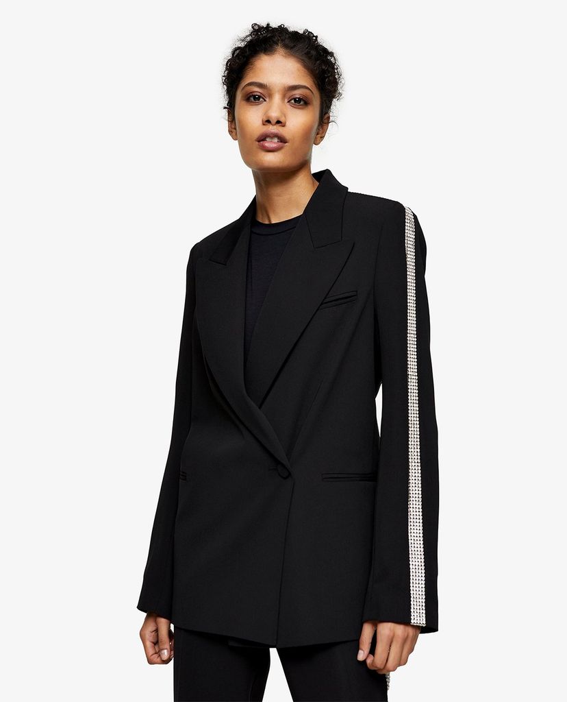 TOPSHOP - Áo blazer nữ tay dài Black Diamante Suit
