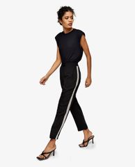 TOPSHOP - Quần kiểu nữ lưng cao phom suông Black Diamante