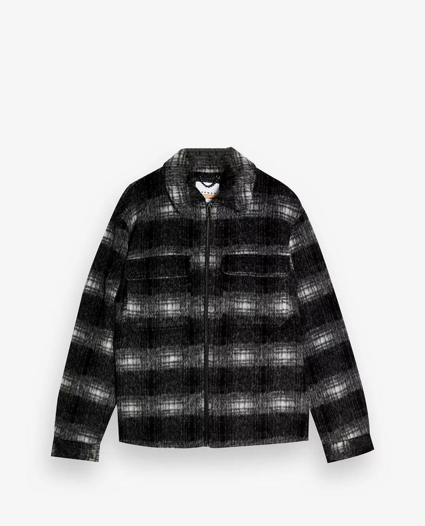 TOPMAN - Áo khoác nam tay dài cổ bẻ Black Fade Check