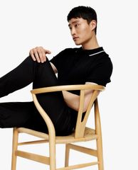 TOPMAN - Quần tây nam phom suông Considered Black Recycled