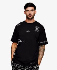 TOPMAN - Áo thun nam cổ tròn ngắn tay SIGNATURE Black Print