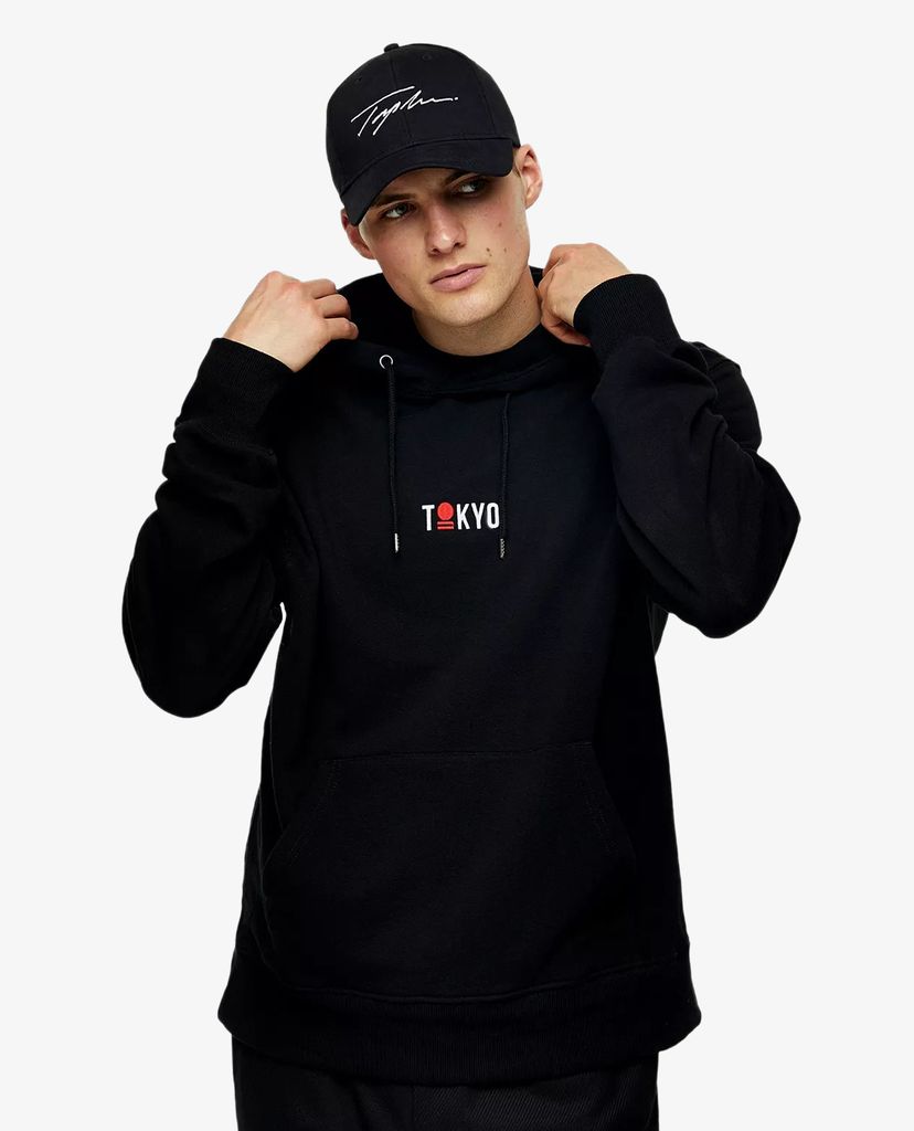 TOPMAN - Áo hoodie nam Tokyo In Black