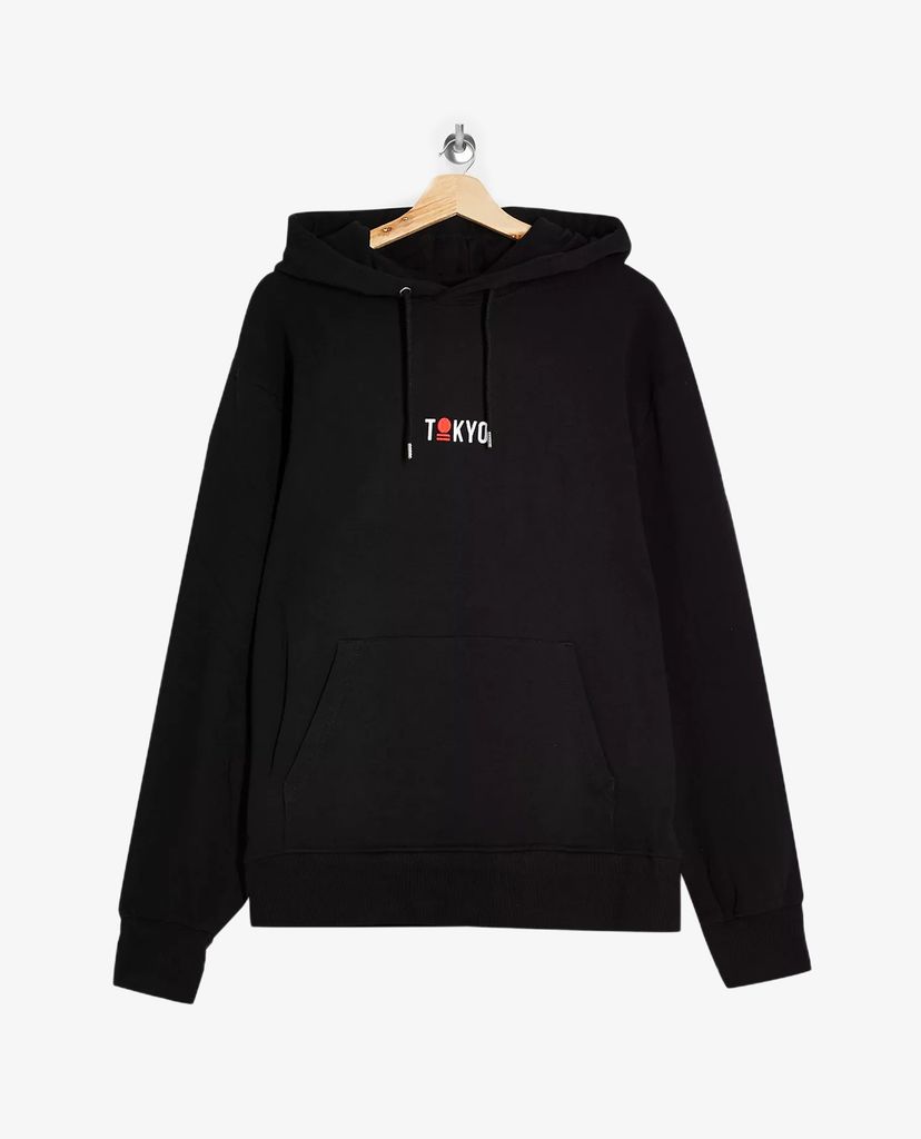 TOPMAN - Áo hoodie nam Tokyo In Black