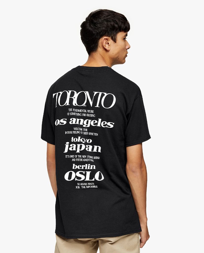TOPMAN - Áo thun nam cổ tròn tay ngắn Black Toronto