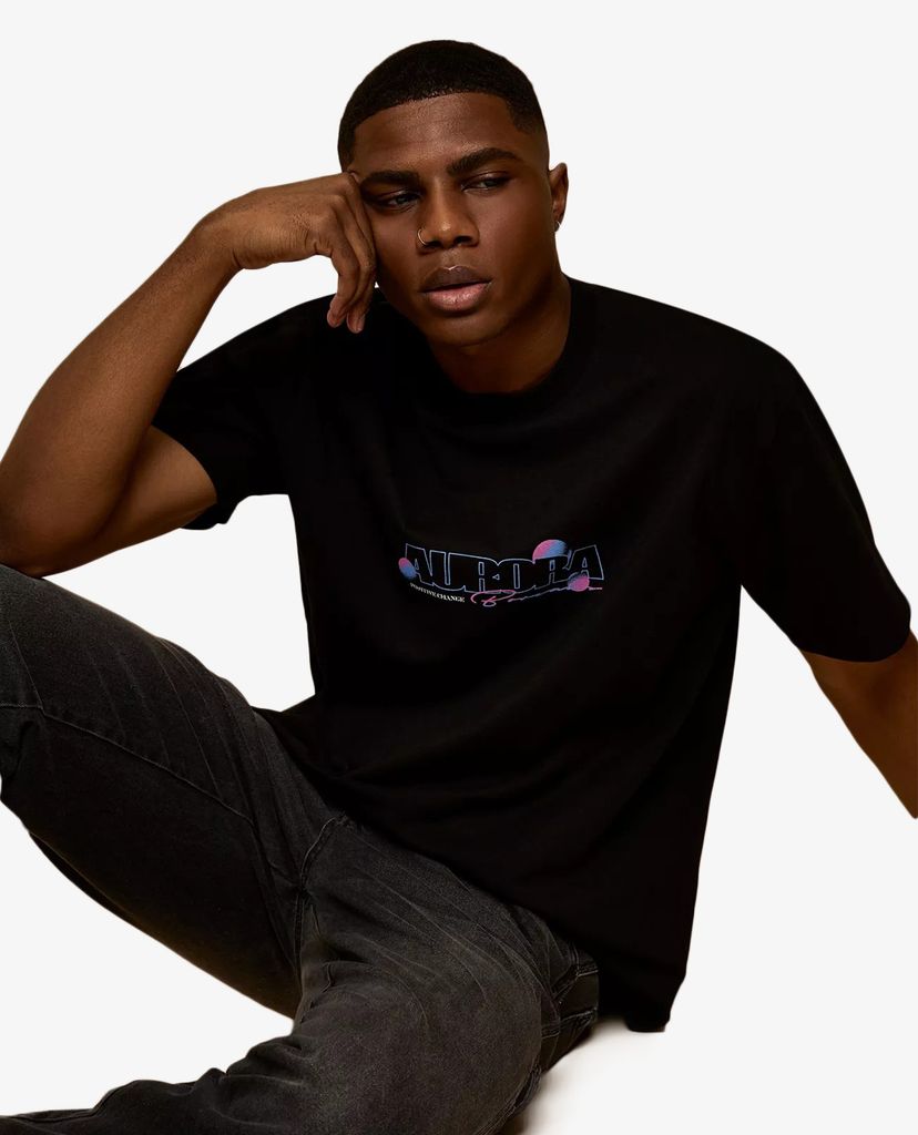 TOPMAN - Áo thun nam cổ tròn ngắn tay phối chữ in thời trang