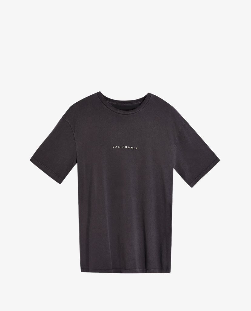TOPMAN - Áo thun nam cổ tròn ngắn tay Black California Puff Print