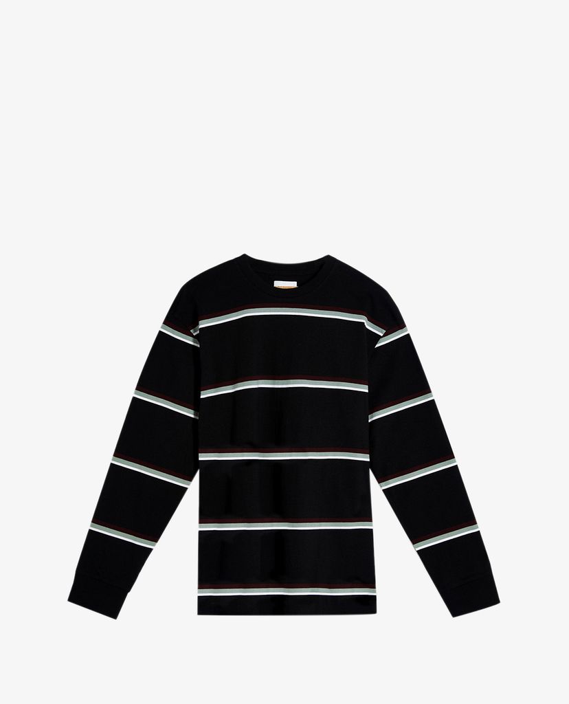 TOPMAN - Áo thun nam cổ tròn tay dài Black Gradient Stripe