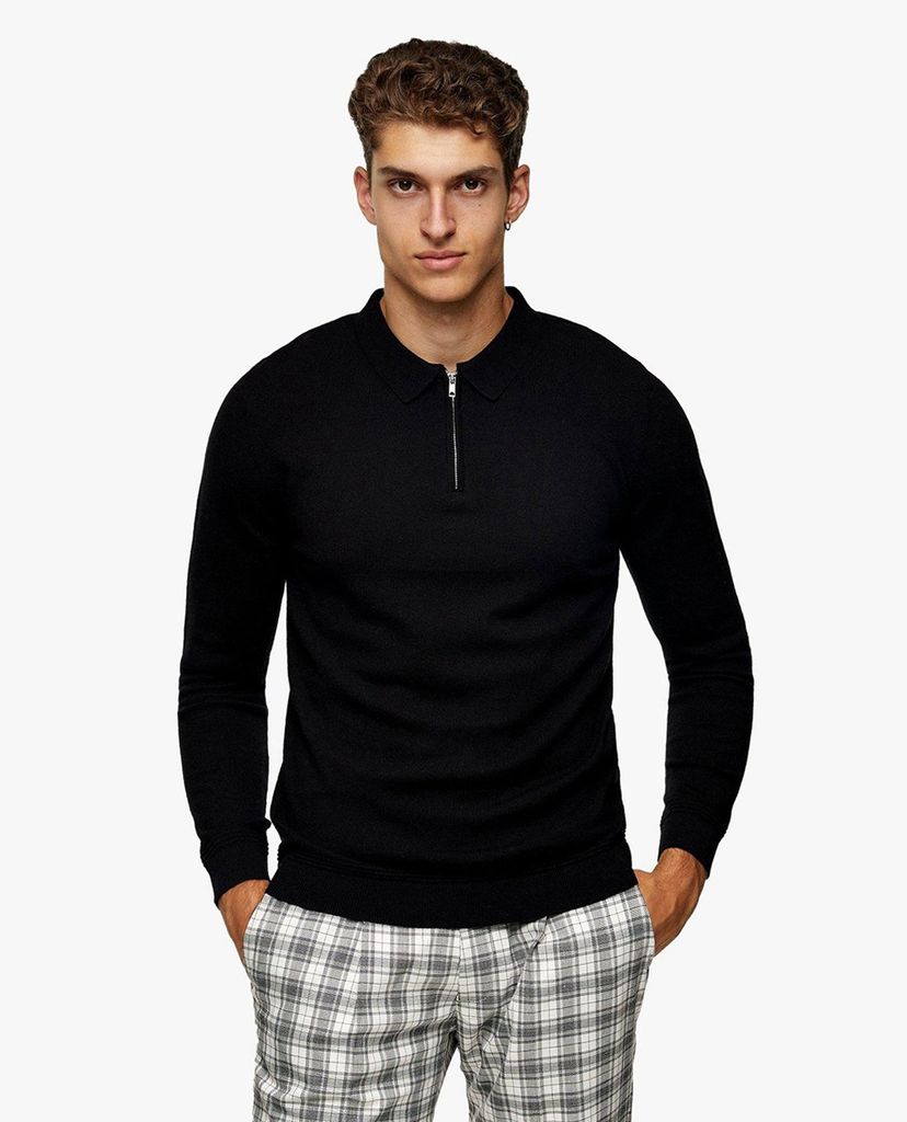 TOPMAN - Áo len nam tay dài phối zip phom ôm thời trang
