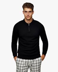 TOPMAN - Áo len nam tay dài phối zip phom ôm thời trang