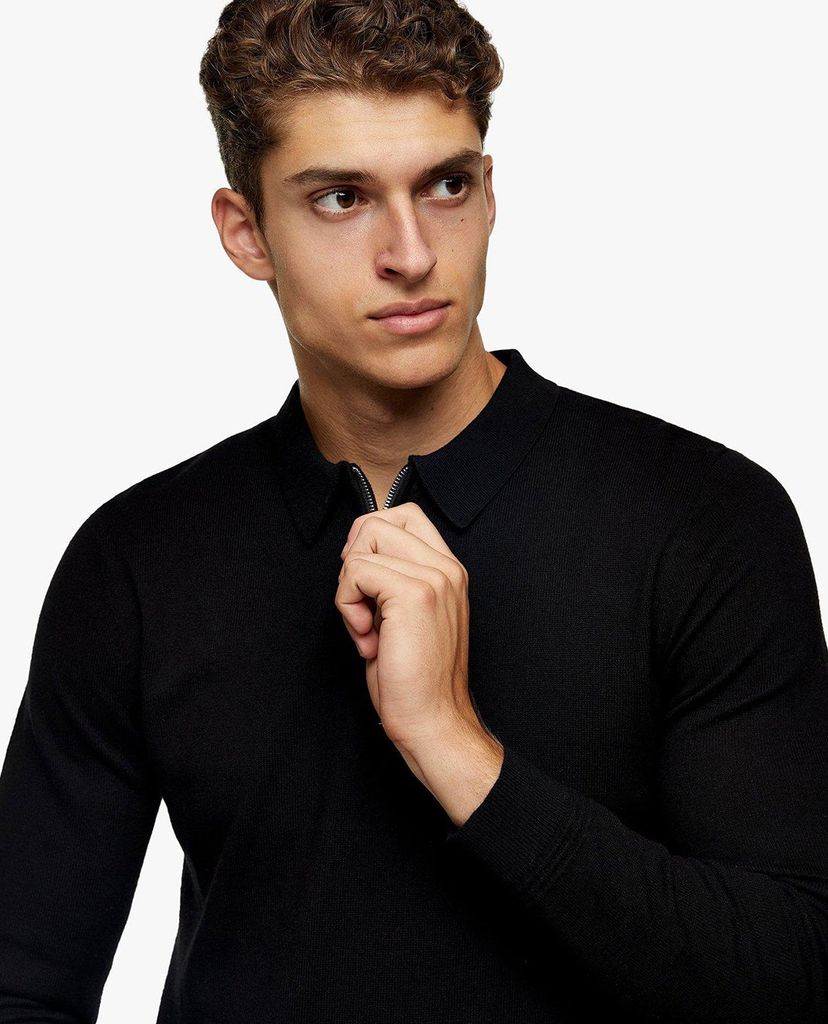 TOPMAN - Áo len nam tay dài phối zip phom ôm thời trang