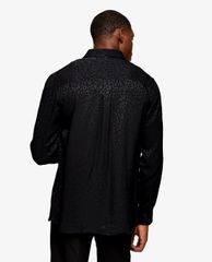 TOPMAN - Áo sơ mi nam tay dài cổ gập Black Animal Print Jacquard