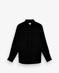 TOPMAN - Áo sơ mi nam tay dài cổ gập Black Animal Print Jacquard
