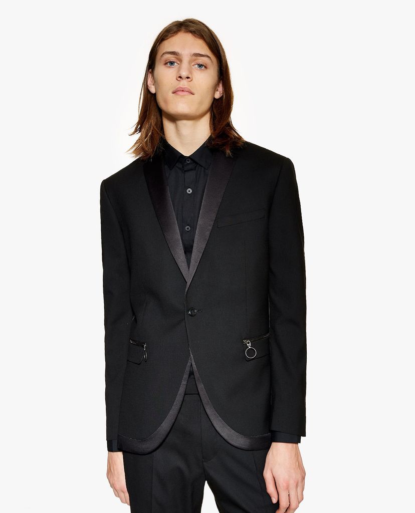 TOPMAN - Áo blazer nam phom ôm Black Slim Fit
