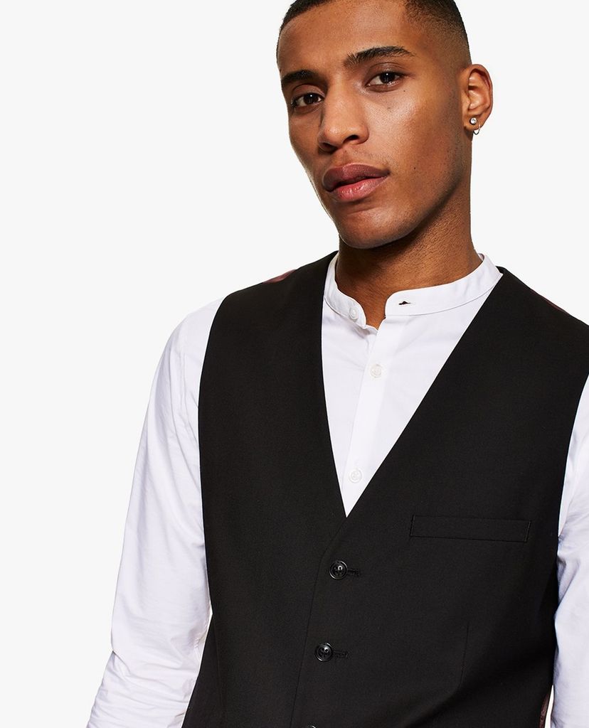 TOPMAN - Áo ghile nam phom ôm Black Skinny Fit