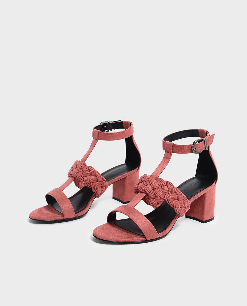 CHARLES & KEITH - Giày cao gót hở mũi đế trụ Braid Detail Caged