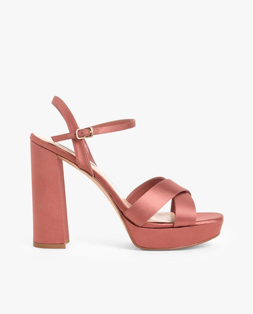 CHARLES & KEITH - Giày cao gót hở mũi đế trụ Satin Platform