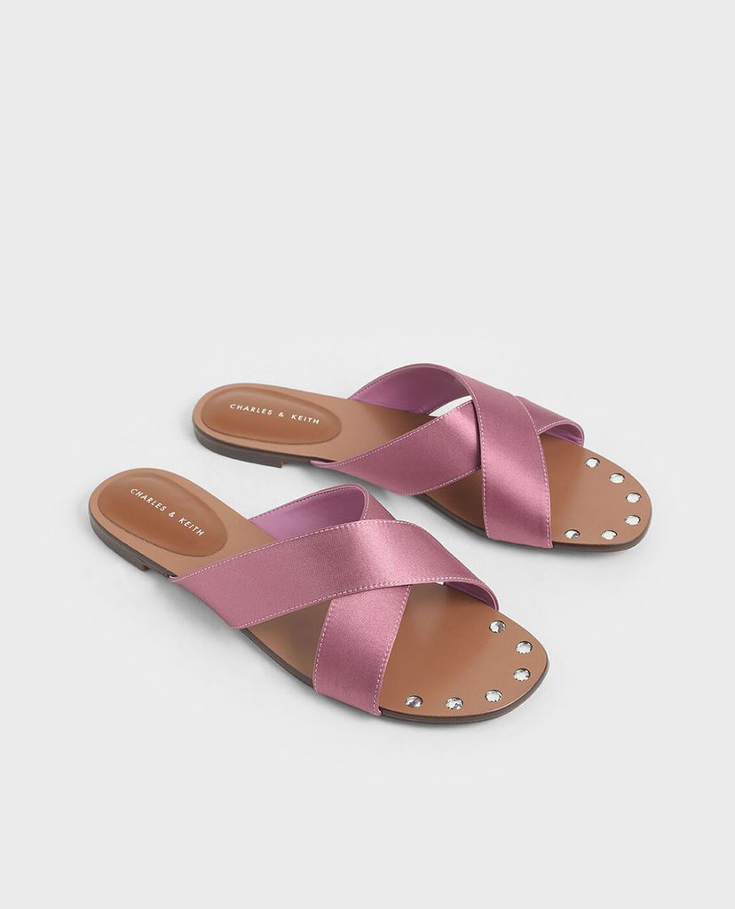 CHARLES & KEITH - Giày sandal nữ quai chéo Metallic Embellished Sole